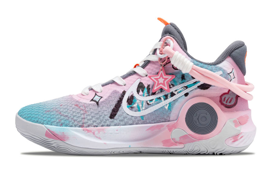 Nike Nike KD Trey 5 IX Abrasion Resistant Slip Resistant Mid top Basketball Shoes Unisex Blue Pink