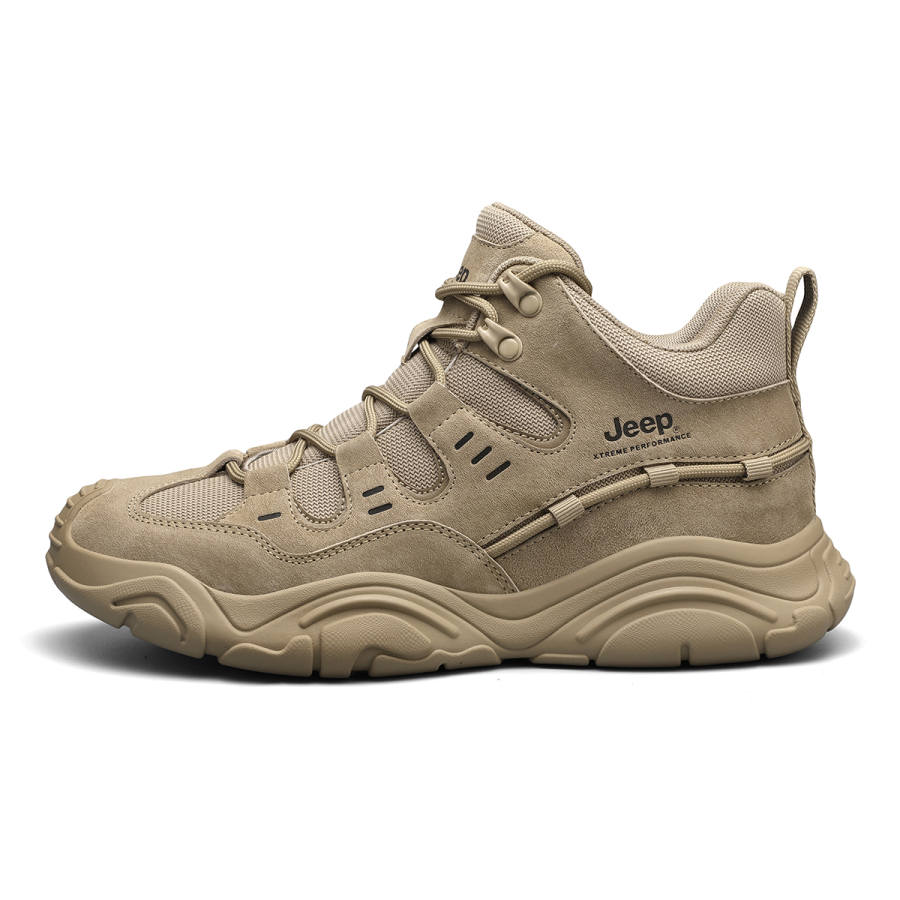 Jeep Cushioning Abrasion Resistant Height Increasing Mid top Hiking Shoes Men's
