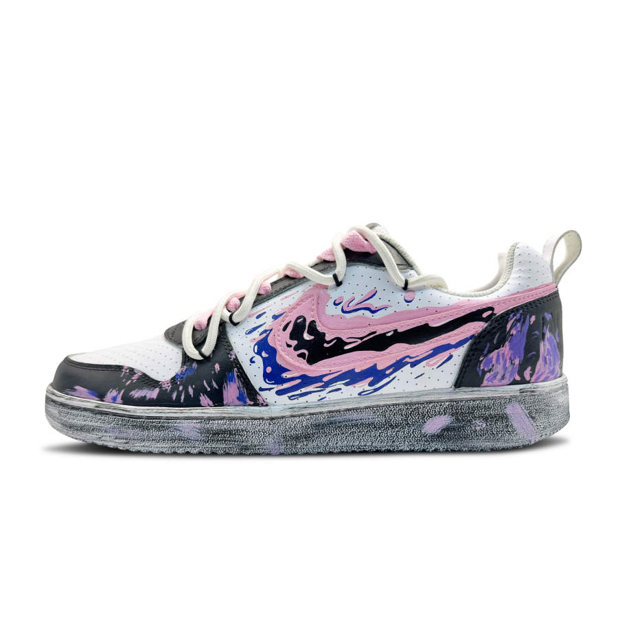 Nike Nike Court Borough Ruined Ruins Phantom Synthetic Leather Abrasion Resistant Low top Skateboard Shoes Men's Black Pink