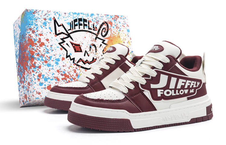 Jifffly Microfiber Leather Slip Resistant, Abrasion Resistant, Breathable Low top Skateboard Shoes Unisex Burgundy