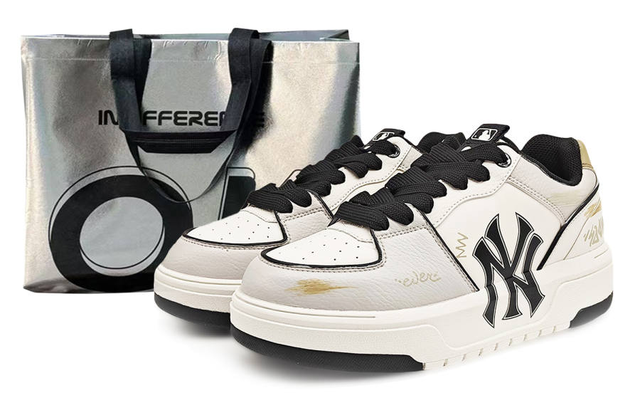 MLB Chunky Liner Abrasion Resistant Abrasion Resistant Low top Skateboard Shoes Unisex White Gray