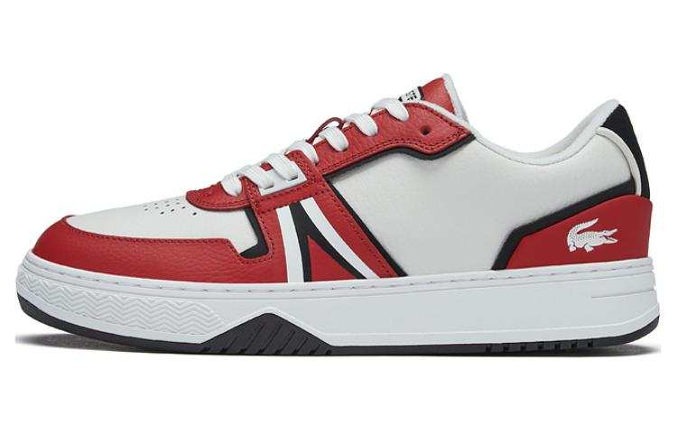 LACOSTE Leather Low top Skateboard Shoes Men's White Red