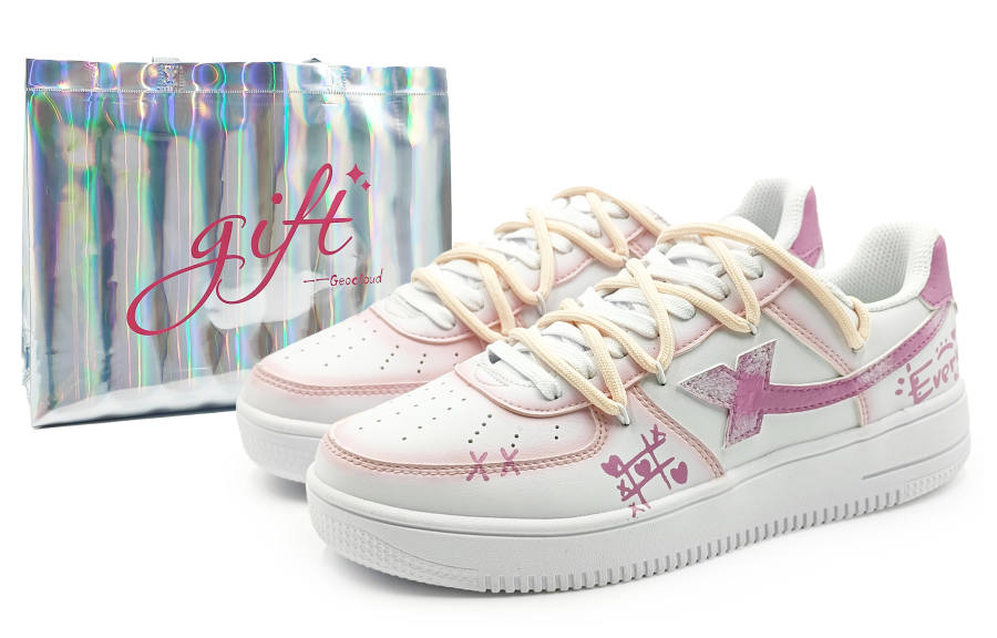 XTEP Air Force 1 Slip Resistant Abrasion Resistant Low top Skateboard Shoes Women's Pink White