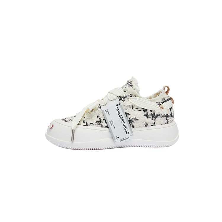 SMILEREPUBLIC Open Ended Smiling Collection Plaid, Cheese Cat Low top Canvas Shoes Unisex Black White