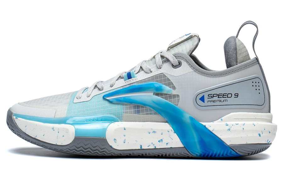 Li-Ning Li Ning Speed 9 Premium PRM Flat Slip Resistant Abrasion Resistant Low top Basketball Shoes Men's Gray Blue