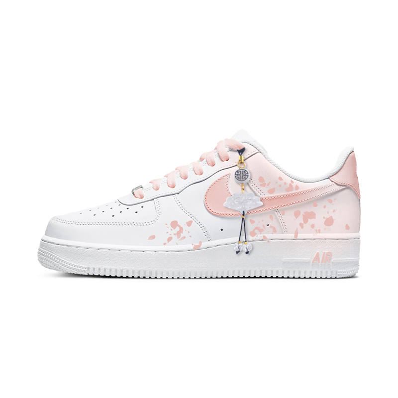 Nike Nike Air Force 1 Slip Resistant Abrasion Resistant Low top Skateboard Shoes Women's Pink White