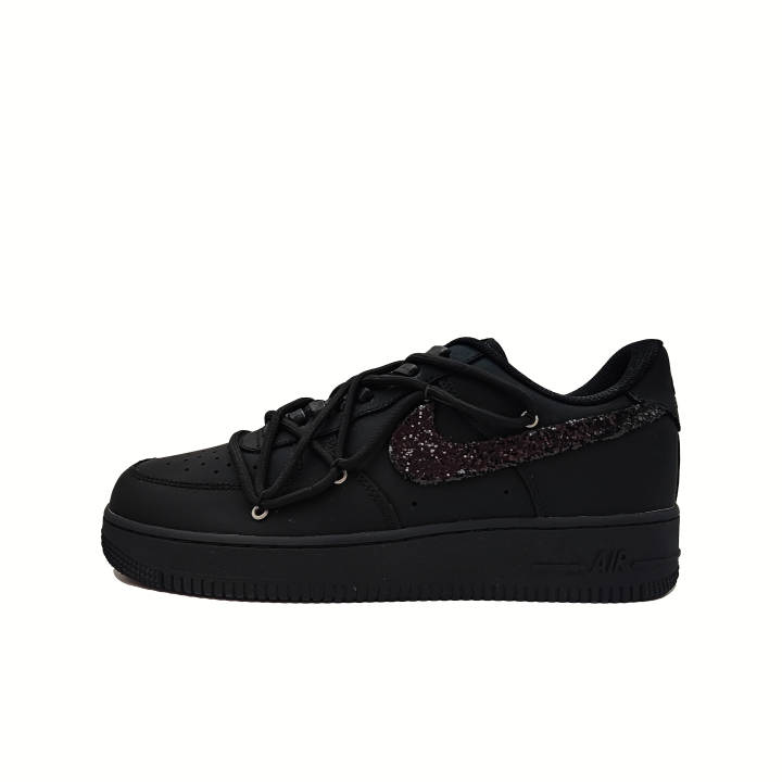 Nike Nike Air Force 1 Slip Resistant Abrasion Resistant Low top Skateboard Shoes Unisex Black