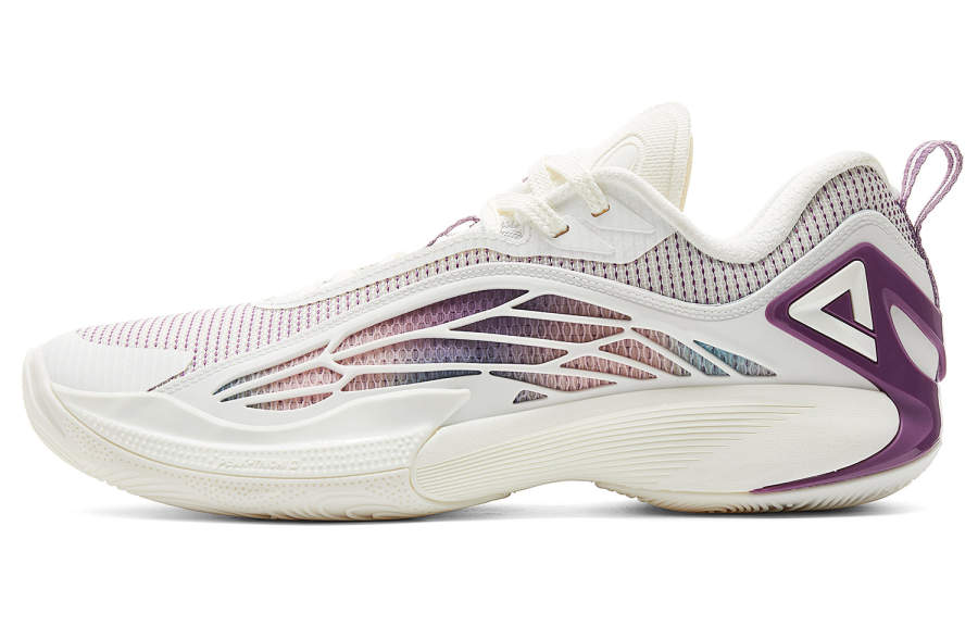 PEAK Cushioning Abrasion Resistant Rebound Low top Basketball Shoes Men's Super Light White Purple