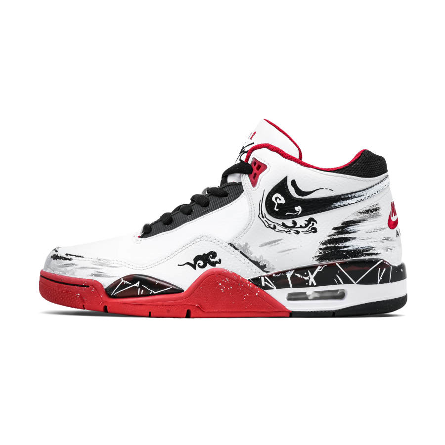 Nike Nike Flight Legacy Ink Dyed Leather Mid top Vintage Basketball Shoes Men's Gray Red