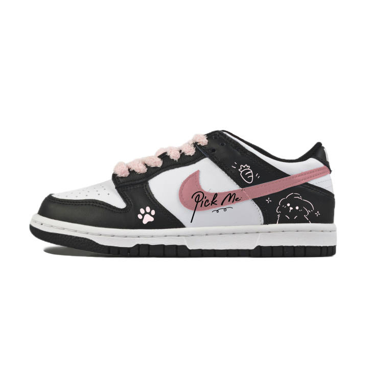 Nike Nike Dunk Abrasion Resistant Low top Skateboard Shoes Unisex Black Pink