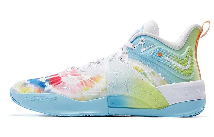 QIAODAN Fang Pro 2 Cushioning Slip Resistant Abrasion Resistant Mid top Basketball Shoes Men's Blue White