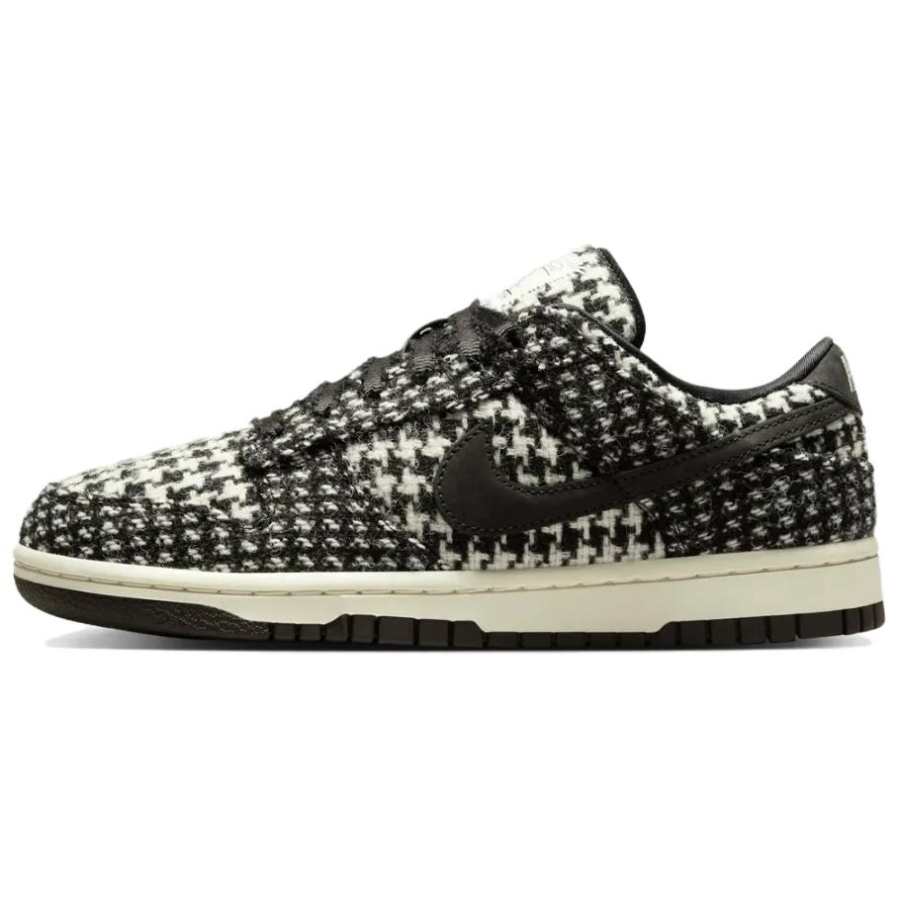 Nike Harris Tweed x Nike Dunk Abrasion Resistant Low top Skateboard Shoes Unisex Black White