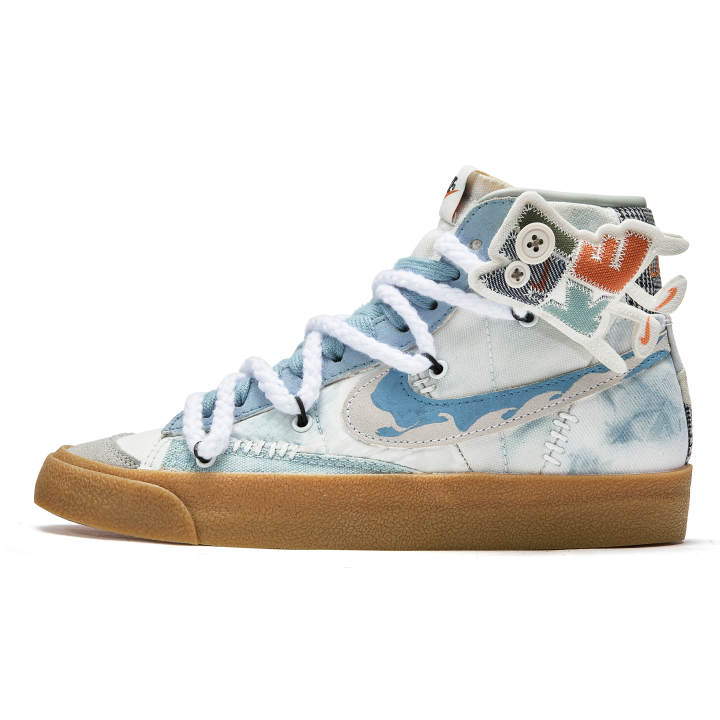 Nike Nike Blazer Blue Phantom Slip Resistant, Abrasion Resistant, Lightweight High top Skateboard Shoes Women's Blue White