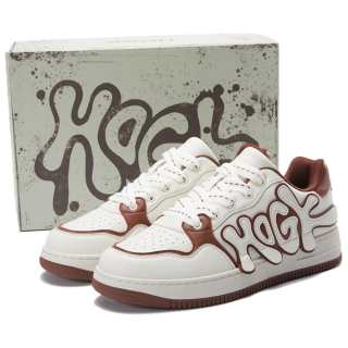 HOGK Slip Resistant, Abrasion Resistant, Height Increasing Skateboard Shoes Unisex Milk Coffee