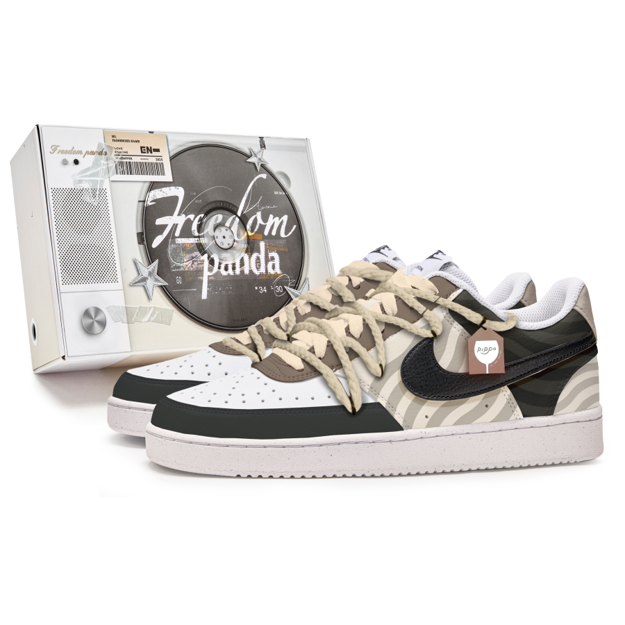 Nike Nike Court Vision 1 Slip Resistant Cushioning Low top Skateboard Shoes Men's Black White Brown
