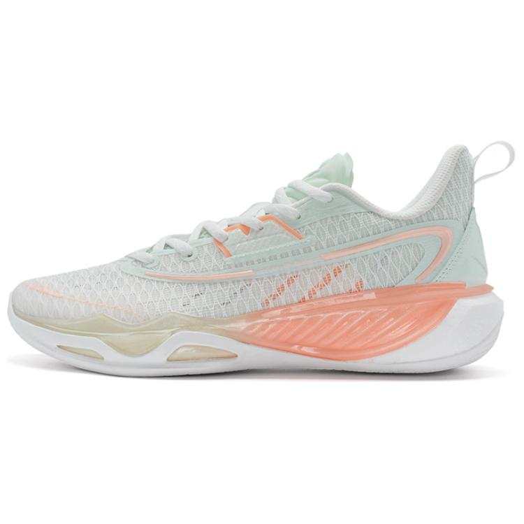 XTEP Light Feather 5 Cushioning Slip Resistant Low top Basketball Shoes Men's White Green Pink
