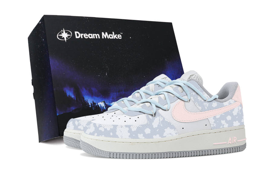 Nike Nike Air Force 1 Slip Resistant Abrasion Resistant Low top Skateboard Shoes Women's Blue Pink