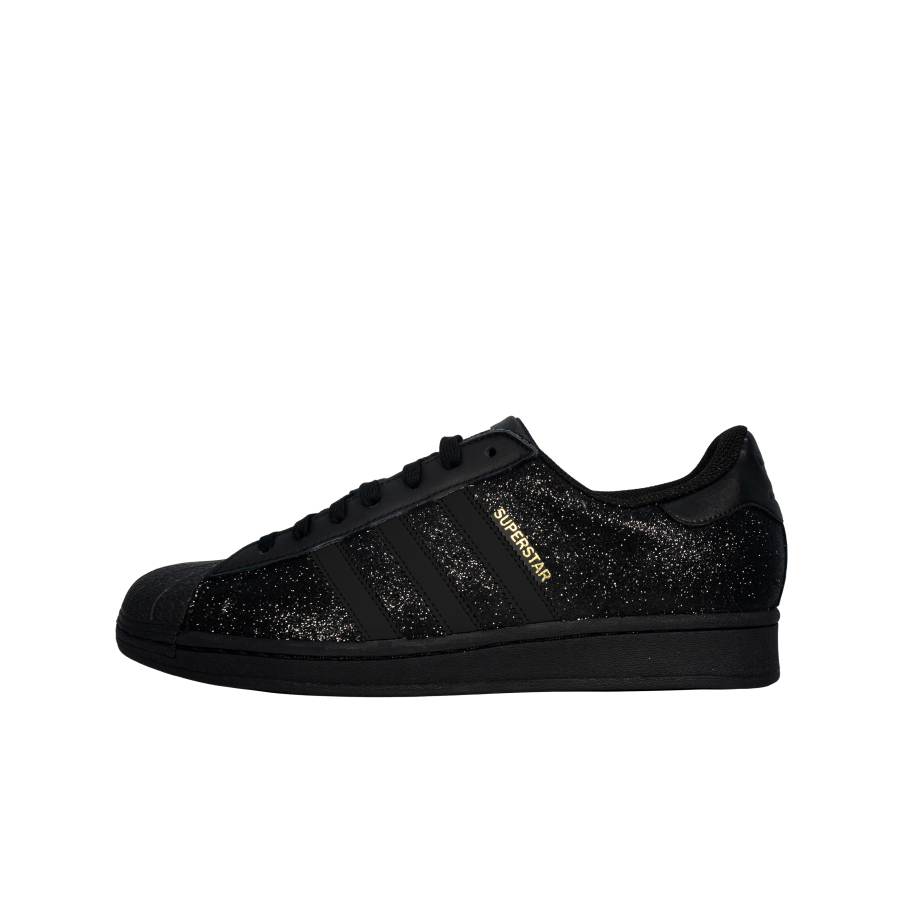 Adidas Originals SUPERSTAR Wear resistant And Lightweight Low top Skateboard Shoes Unisex Black Sparkling Rhinestone