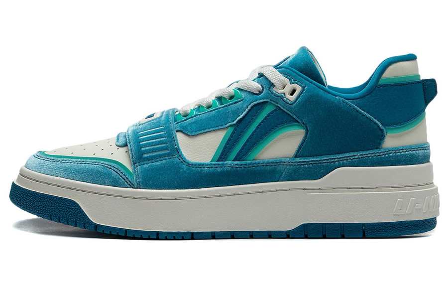 Li-Ning Li Ning Rookie Cushioning Slip Resistant Low top Basketball Shoes Unisex White Blue