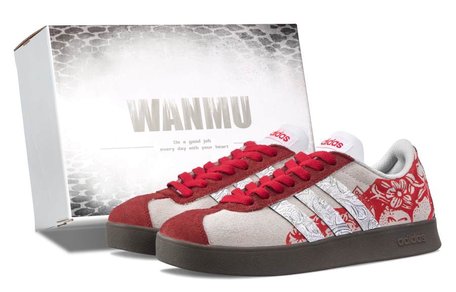 Adidas Adidas VL COURT 2.0 New Year Peach Blossom Wear resistant And Lightweight Low top Skateboard Shoes Unisex Red