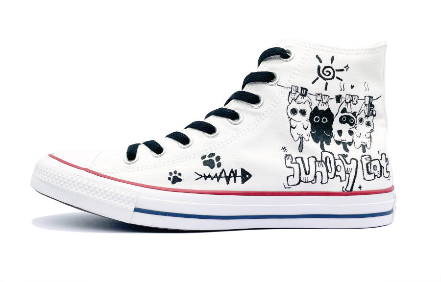 Converse All Star Breathable And Lightweight High top Canvas Shoes Unisex White Black