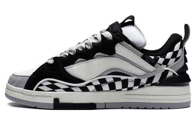 Li-Ning Li Ning Wave Golden Slip Resistant Abrasion Resistant Low top Skateboard Shoes Men's Black White