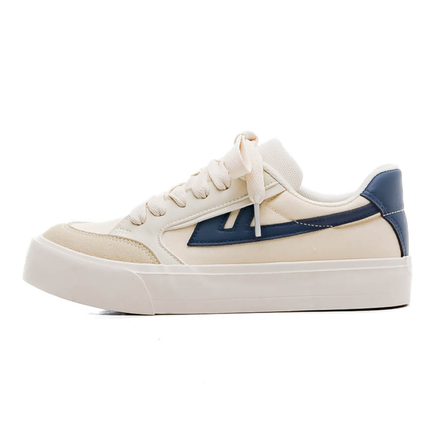 Warrior Abrasion Resistant Lightweight Wear resistant And Lightweight Low top Canvas Shoes Unisex Beige Dark Blue