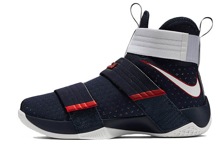 Nike Nike Zoom Soldier 10 LeBron USA Slip Resistant Lightweight High top Performance Basketball Shoes Men's Blue