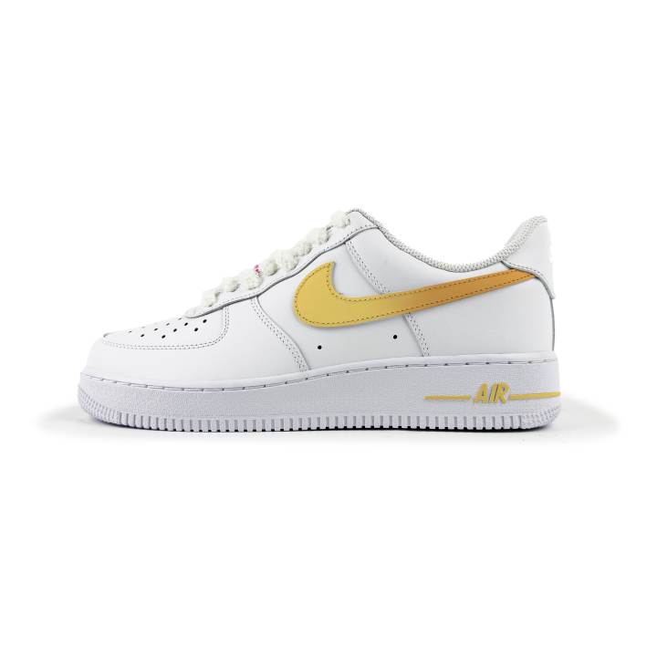 Nike Nike Air Force 1 Abrasion Resistant Abrasion Resistant Low top Skateboard Shoes Unisex White Yellow