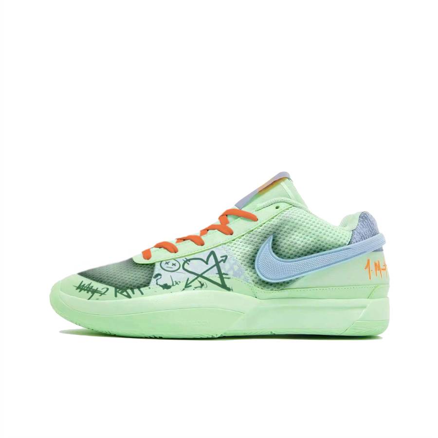 Nike Nike Ja 1 Slip Resistant Cushioning Low top Basketball Shoes Men's Green Orange Mismatched
