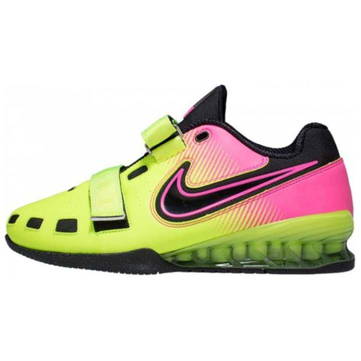 Nike Nike Romaleos 2 Slip Resistant Abrasion Resistant Low top Weightlifting Shoes Men's Yellow Pink