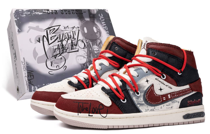 Jordan Jordan Air Jordan 1 Da Vinci Custom, Box, Adjustable Knot Cushioning Slip Resistant Cushioning Slip Resistant High top