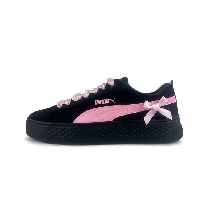 PUMA Smash Platform Abrasion Resistant Breathable Low top Skateboard Shoes Women's Black Pink