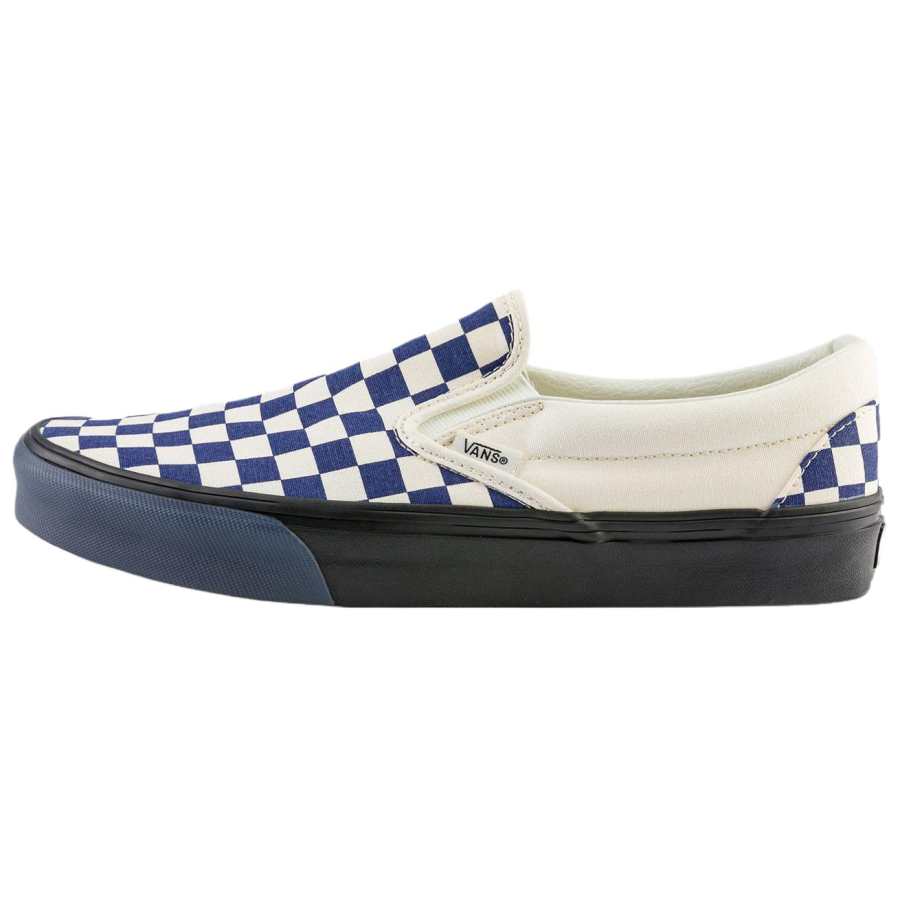 Vans CLASSIC SLIP on Abrasion Resistant Low top Skateboard Shoes Unisex White Blue