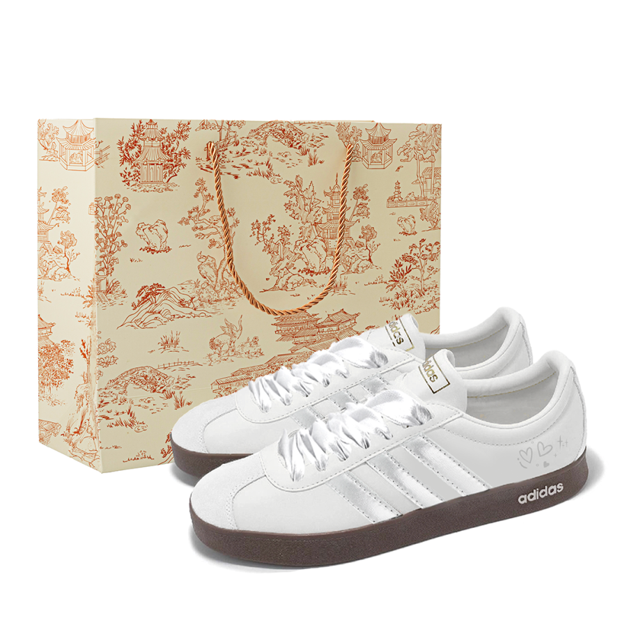 Adidas Adidas VL COURT 2.0 Abrasion Resistant Low top Skateboard Shoes Unisex Silver White