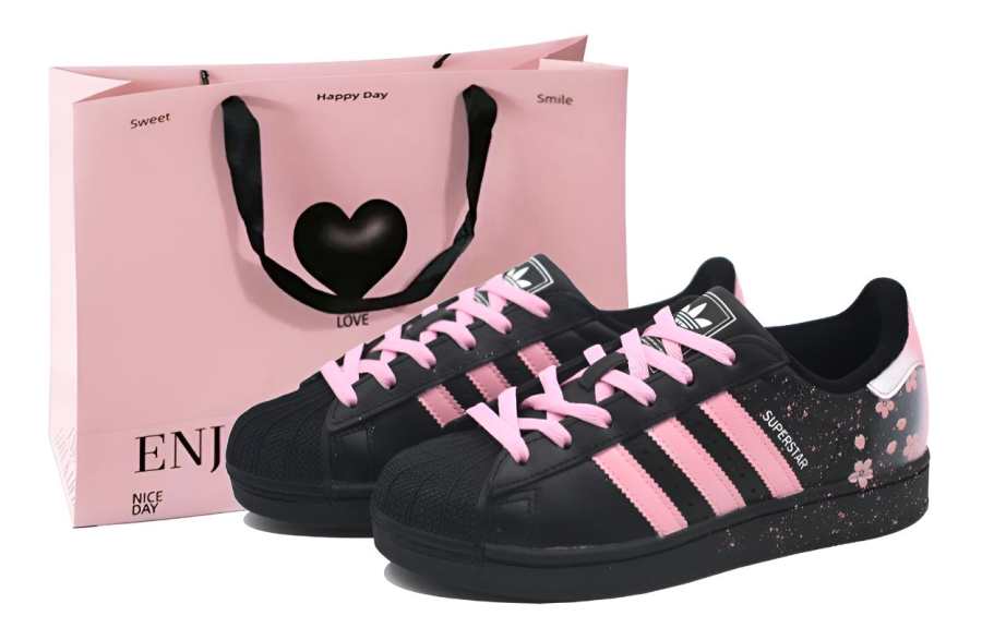 Adidas Originals Superstar 2 Cushioning Low top Skateboard Shoes Unisex Black Pink