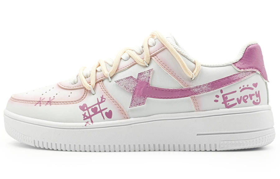 XTEP Air Force 1 Slip Resistant Abrasion Resistant Low top Skateboard Shoes Women's Pink White