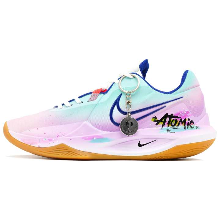 Nike Nike Precision 6 Cushioning Slip Resistant Abrasion Resistant Lightweight Low top Basketball Shoes Men's Pink Blue