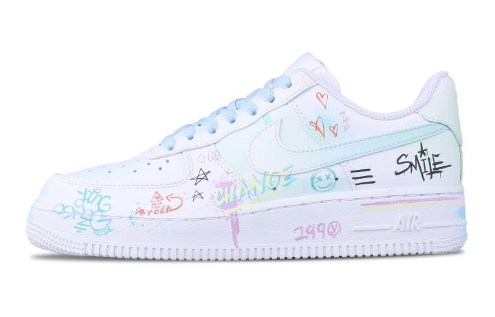 Nike Nike Air Force 1 Low top Skateboard Shoes Women's White Green Blue