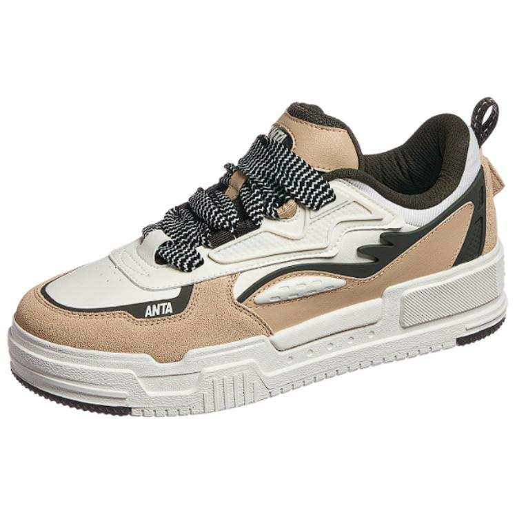 Anta Cushioning, Wear Resistant Low top Skateboard Shoes Men's White Brown