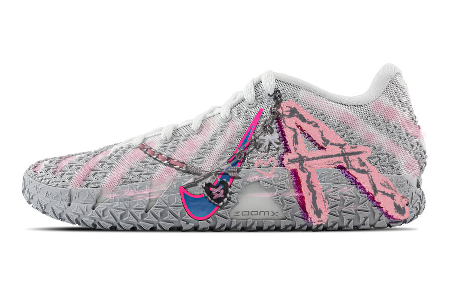 Nike Nike Ja Morant 3 Gummy Heartbeat Abrasion Resistant Low top Basketball Shoes Unisex Gray Pink