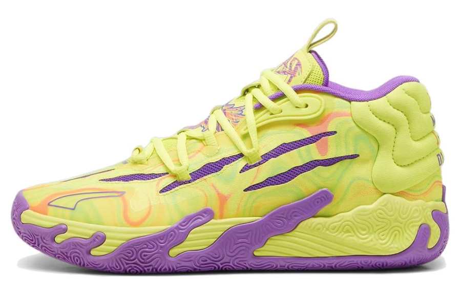 PUMA x LAMELO BALL MB.03 Mid top Basketball Shoes Unisex Yellow Purple