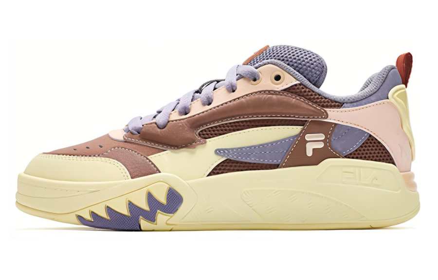 FILA FUSION Low top Vintage Basketball Shoes Women's Light Yellow Purple