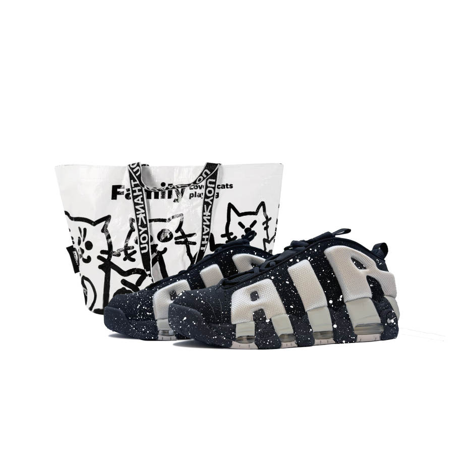 Nike Nike Air More Uptempo Slip Resistant Abrasion Resistant Low top Basketball Shoes Unisex Black White