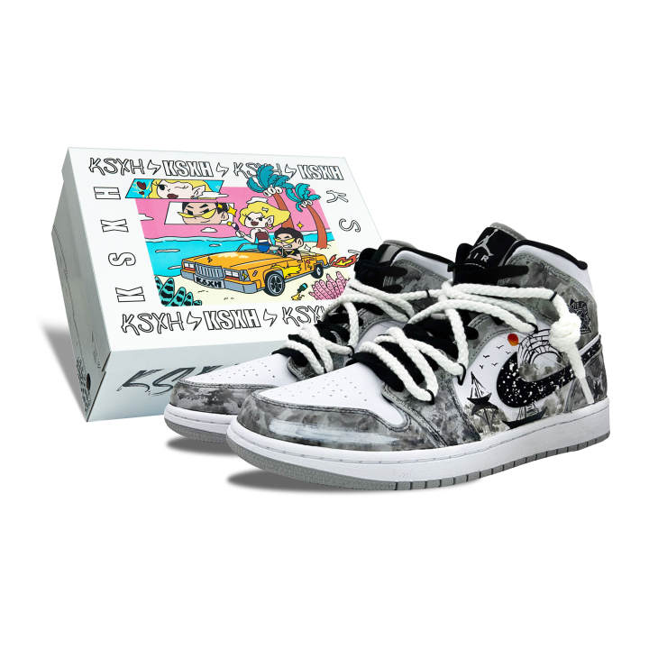 Jordan Jordan Air Jordan 1 Synthetic Leather, Split Cow Leather, Leather Cushioning Slip Resistant Abrasion Resistant Mid top