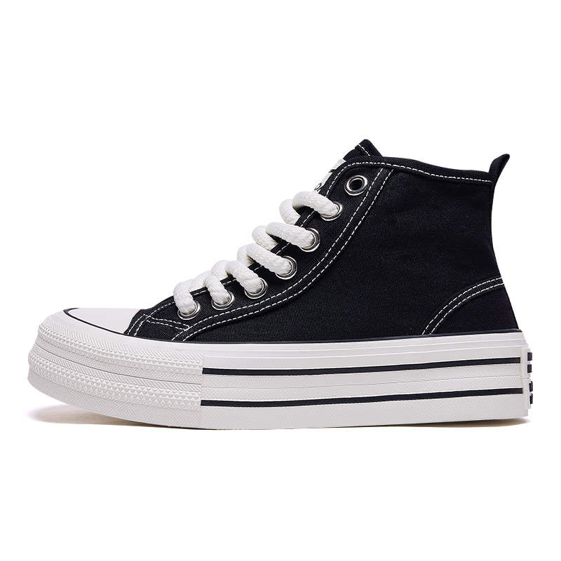 Warrior Abrasion Resistant Height Increasing Abrasion Resistant Height Increasing High top Canvas Shoes Women's Black