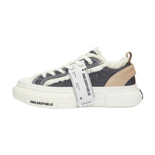 SMILEREPUBLIC INCEPTION 70s Abrasion Resistant Height Increasing Low top Canvas Shoes Unisex Black