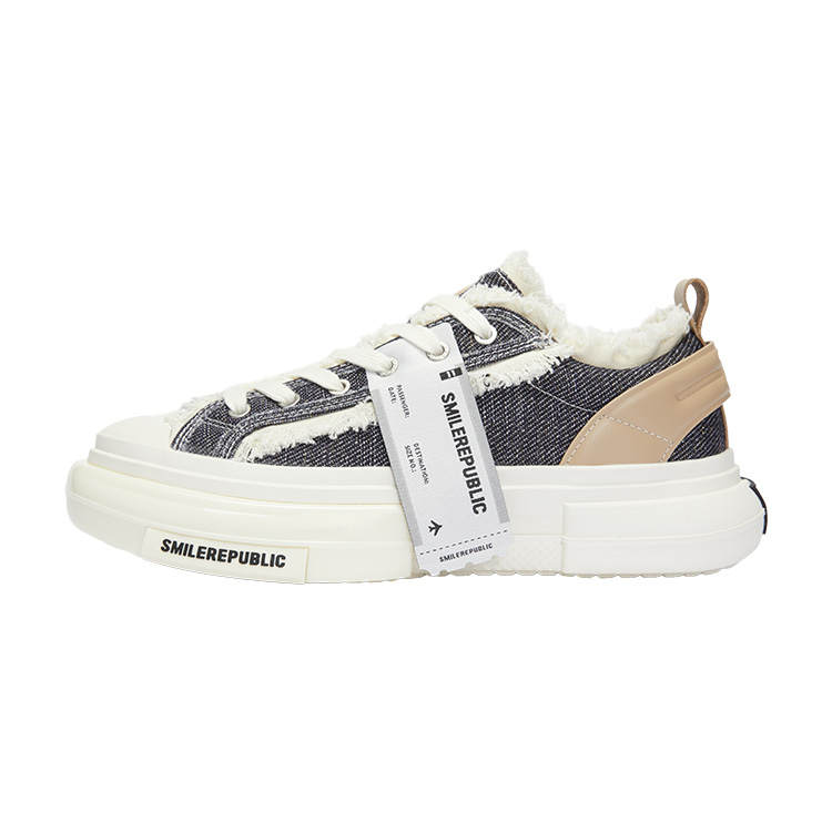 SMILEREPUBLIC INCEPTION 70s Abrasion Resistant Height Increasing Low top Canvas Shoes Unisex Black