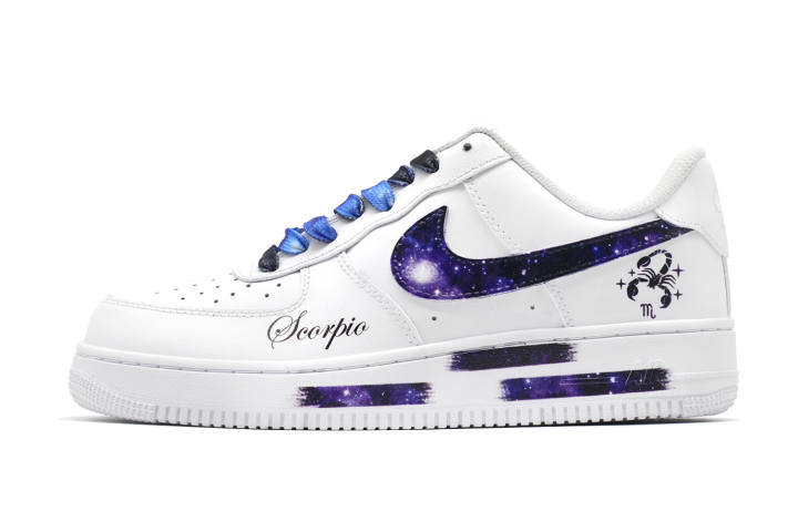 Nike Nike Air Force 1 Constellation Collection, Scorpio, Graffiti Low top Skateboard Shoes Men's Blue White