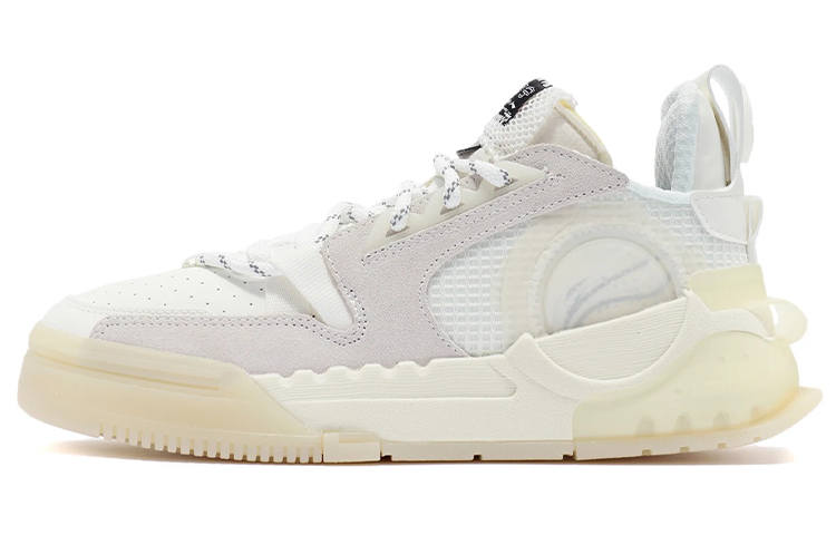 Li-Ning Li Ning Enlightenment Textile, Synthetic Leather Abrasion Resistant Breathable Low top Skateboard Shoes Women's White